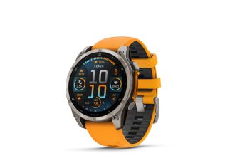 Ceas Garmin fenix 8 AMOLED 47mm Sapphire Titanium Curea Spark Orange Graphite